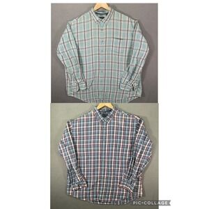 Lot‎ 2 Arrow Mens Plaid Button Down Shirts Long Sleeve Dress Casual